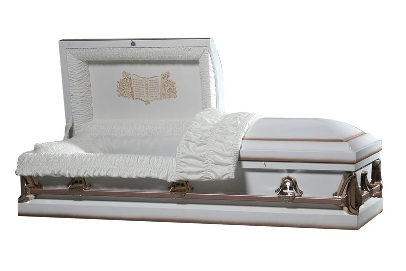 Bilbe White Square Corner Steel Casket